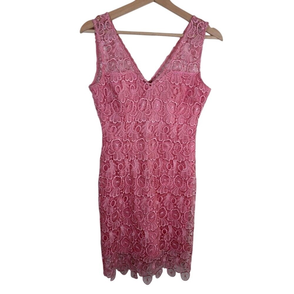 BB Dakota Women's Size 4 Light Pink Crochet‎ Lace Sheath Dress Sleeveless